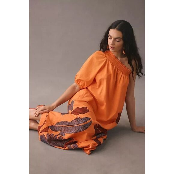 Anthropologie Maeve One-Shoulder Embroidered Maxi Dress Plus Size 3X NWT - Picture 4 of 7